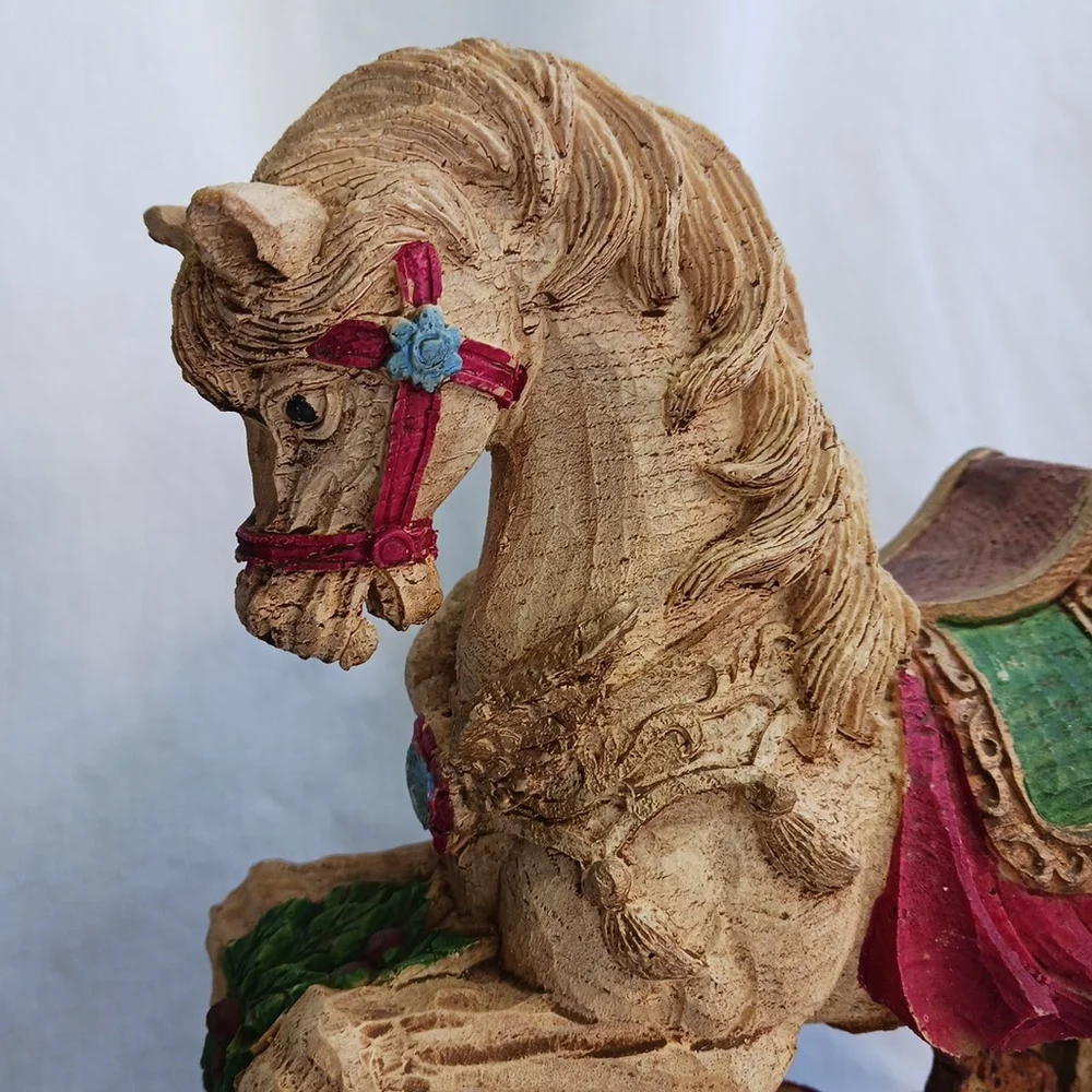 Resin Christmas Rocking Horse Violin Music 10x8x5